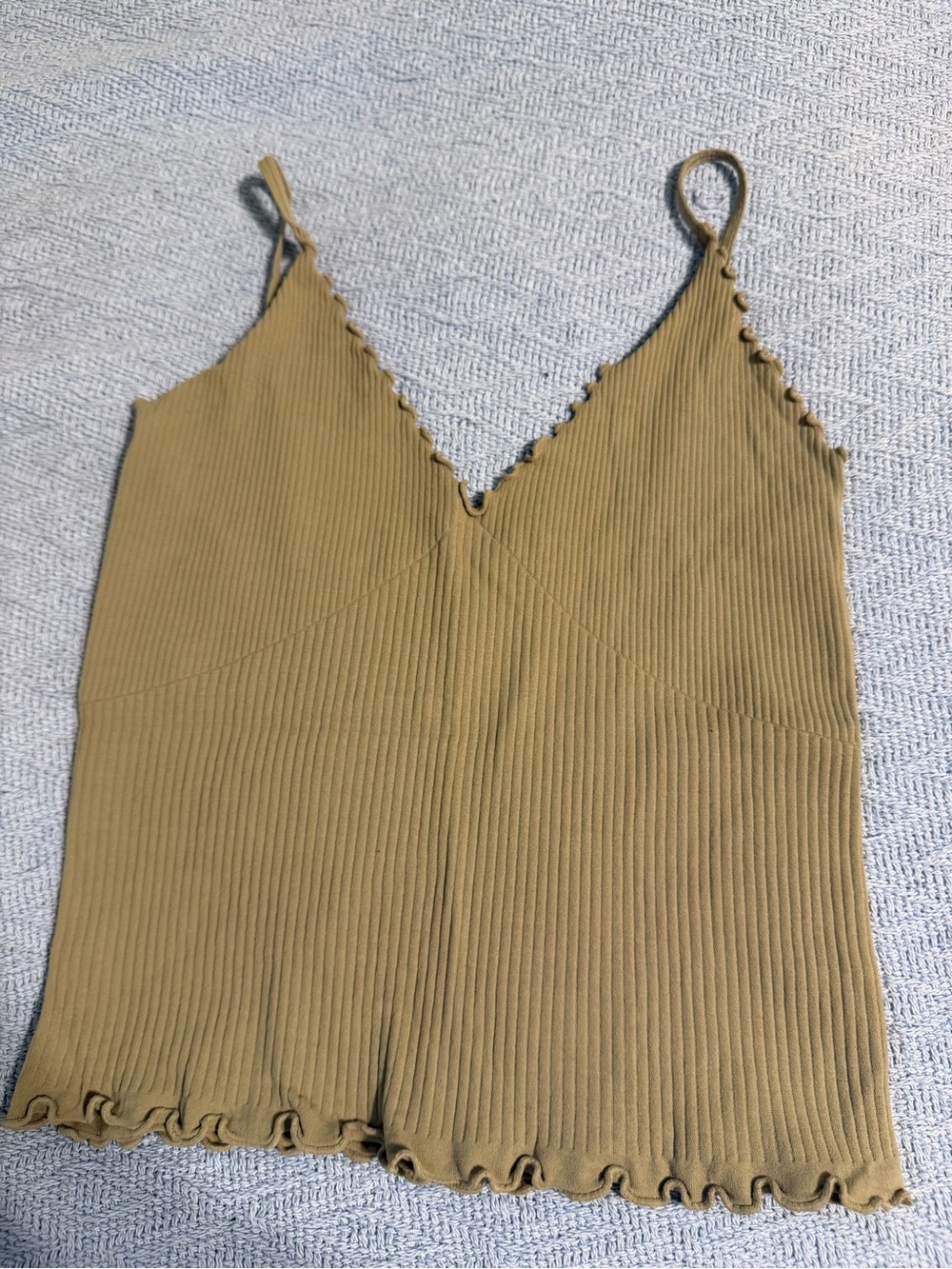 Free People Ribbed V-Neck Cami in dark beige